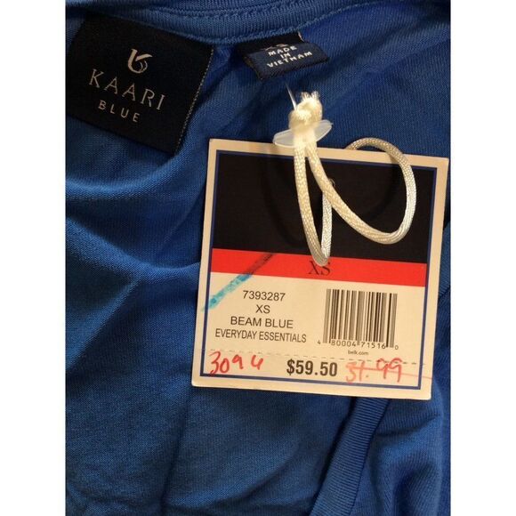 KAARI Blue Sleeveless Top Asymmetrical hem Xsmall(Women’s) Blue Rayon/Spandex - Picture 3 of 3